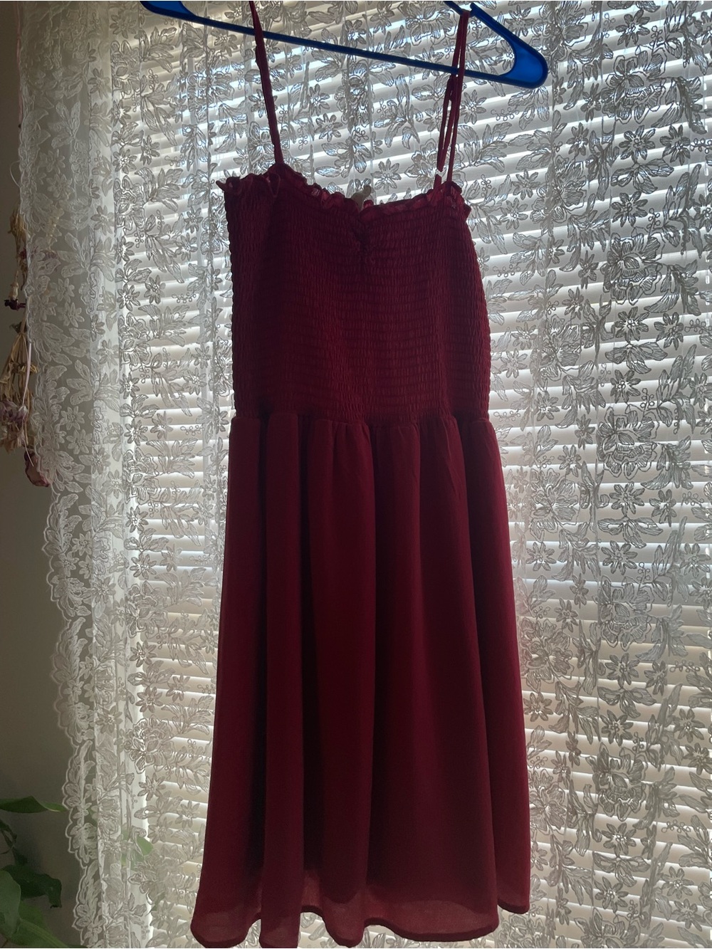BeBop Girls Burgundy Smocked Sundress with Ruffle Trim